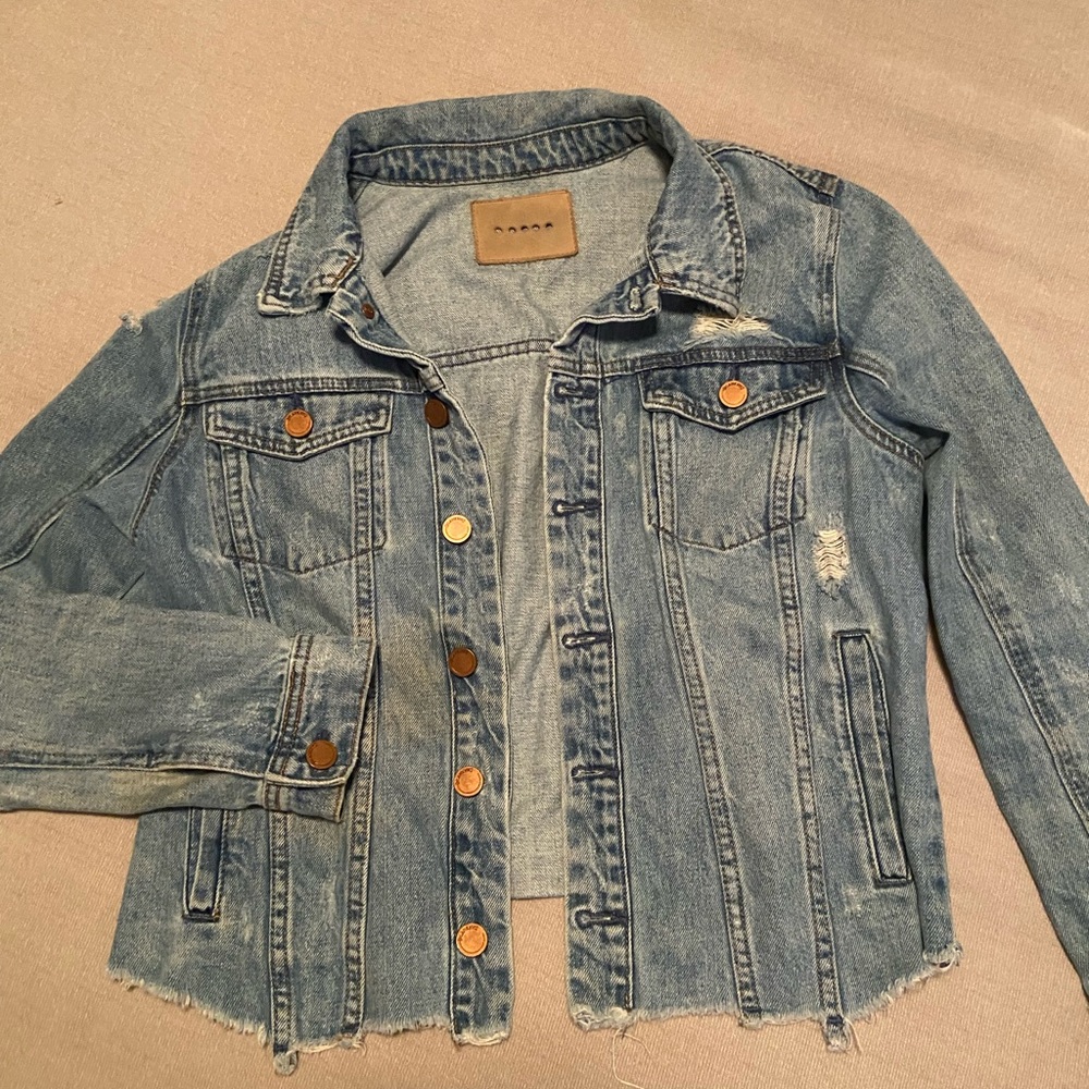 Blank NYC womens small Blue Denim Jacket distressed jean jacket - Picture 2 of 4